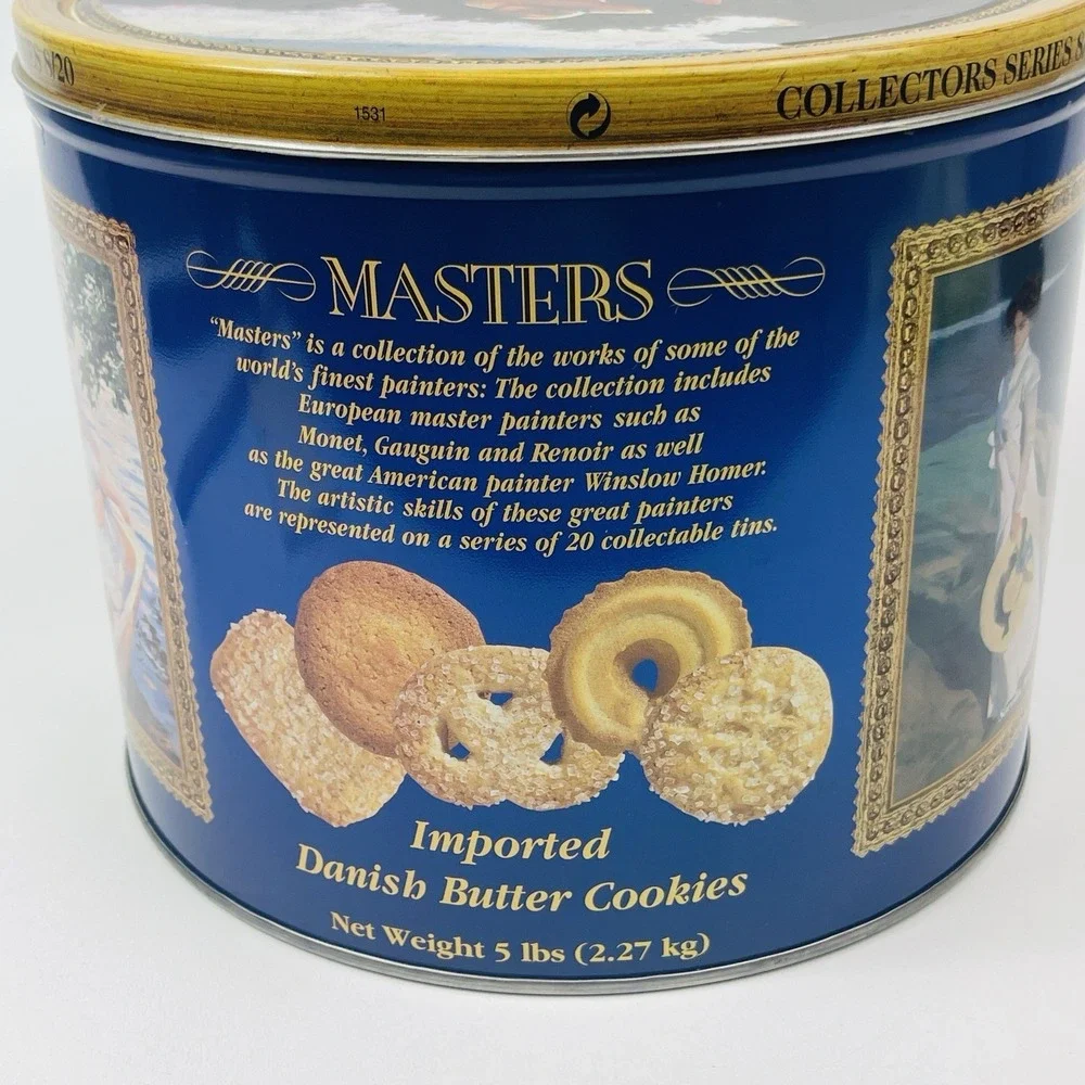 Danish Holiday Cookie Tin The Masters Large Round 7.5x9